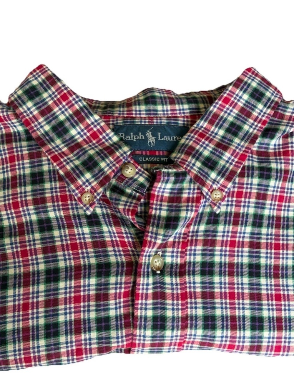 Ralph Lauren Classic Fit Men's 2XB Big Tartan Plaid Button-Down Shirt red green